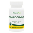 Natures Plus Gingko-Combo - 120 mg, 60 Vegankapsler - Ginkgo Biloba - Vegetarisk, Glutenfri - 60 Serveringer