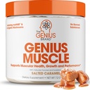 Genius Merke Genius Muskel - Muskelhelse Supplement for vekst, utholdenhet og gjenoppretting - Ikke-Hormonal Formula - 6 Organiske Muskler - Naturlig-Sweeted - 30 Services - Saltet karamell
