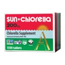 Sun Chlorella 200 mg Grønn Algae Superfood Supplement - Pulverisert cellevegg - Klorofyll, CGF, aktiv B12, jern, protein - Ikke-GMO - 1500 Tabletter