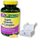 Super Vitamin B komplekse Spring Valley-tabletter 250 greve blanding av B6 B12 C tiamin biotin folat pantotensyre og riboflavin, bokset av Fusion Shop Store