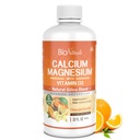 Bio Naturals Kalsium & magnesium flytende Supplement med vitamin D3 - naturlig formel, FOUR-typer av kalsium støtter sterke bein med overlegen absorpsjon til piller - 100% vegetarisk - 32 fl oz