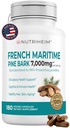 Fransk Maritime Pine Bark ekstrakt 7000mg med 95% Proanthocyanidins for sirkulasjon, hjertehelse, hud, kognitiv støtte - 20:1 Forhold & 180 Veggie Kapsler - Ikke-GMO, Glutenfri, Vegansk-vennlig