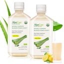 AloeCure USDA Organic Aloe Vera Juice Lemon Flavor - laget innen 12 timers høst - Naturlig Digestive Supplement for balansert magesyre - Støtte Digestive og immun helse, 2 Btls x 16,7oz