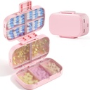 MEACOLIA trippelfolding piller organisator, 9 sammenligninger reise piller tilfelle med stor kapasitet, daglig pille boks liten pille beholder for vitamin, cod leverolje,Supplements (Pink)