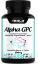 Alpha GPC Choline 600mg, 99% ren nootropisk kosttilskudd, 120 Veggie kapsler, Kognitiv forsterker for hukommelse, hjerne helse og fokus