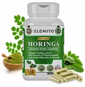 Moringa Capsules, Rent bladpulver, Grønt Supermat, Energi, Metabolisme, & Immun Support, Ikke-GMO, Vegan, Glutenfri - 120 Kapsler