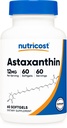 Nutricost Astaxanthin 12mg, 60 Softgels - Ikke-GMO og Glutenfri (2 måneders forsyning)