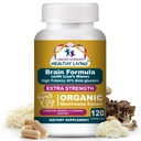 Kreftvitenskaper Brain Supplements for hukommelse og fokus - 1.500mg Brain Health Mushroom Supplement for voksne og eldre - Høy styrke 40% Beta-Glucans for immunstøtte og vitaminer, 120 kapsler