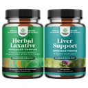 Bundle av Herbal Laxative Kapsler med probiotika og Liver Cleanse Detox & Repair Formula - Naturlig Colon Detox Digestive Support System - Herbal Liver Support Supplement med Melk Thistle