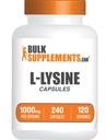 BulkSupplements.com L-Lysine HCl Capsules - Sports Næringstilskudd, Lysine 1000mg - for immunstøtte, Glutenfri, 2 kapsler per servering, 240 tall (pakke av 1)