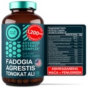 Fadogia Agrestis og Tongkat Ali Supplement - 600mg Fadogia Agrestis for menn, 500mg Longjack Tongkat Ali, Ashwagandha Maca Fenugreek Complex - Muskelstyrke, Energi, Mood Support - 120 Kapsler