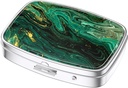 Nipichsha Pill Box, Liten Pill Case for Purse & Pocket, Søt reisemedisinorganisator, Bærbar medisin Container Holder å holde vitaminer, Medisinering, Fiskeolje og Supplement, Grønn Ocean Marble