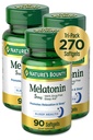 Naturens Bounty Melatonin 100% Drug Free Sleep Aid, Dietary Supplement, fremmer avslapping og søvn helse, 5 mg, 90 greve, Pakke med 3