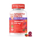 SmartyPants Kids sove gummies Supplement med Melatonin 0.5mg: Kamille & vitamin D3, søvnhjelp, jordbær mango flavor, 60 greve