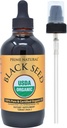 Prime Natural Organic Black Seed Oil 4oz - kaldt presset høy thymoquinon 1,7% USDA sertifisert - tyrkisk opprinnelse Potent Nigella Sativa væske - Vegan Omega 3 6 9, Antioksidant