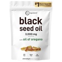 Mikroingredienser Svart Seed Oil Softgels, 3000 mg, 240 greve | 2-i-1 Formula med olje av Oregano, Carvacrol & Thymoquinon | Plante Basert, Ikke-GMO