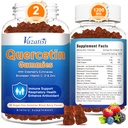 2 Pack Quercetin med Bromelain Gummies, Quercetin med vitamin C sink & eldrebær for immunsystem & allergi, Chewable og vegan gummies, blandet Berry Flavor 120 Cts
