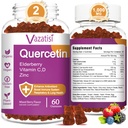 Quercetin Gummies, Quercetin med vitamin C sink, Bromelain, eldrebær og vitamin D, immun støtte voksne barn, kvinner 120 gummier Chewable