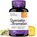 Quercetin med Bromelain Vegetarisk Supplement Capsules | 120 greve (1000mg Per Serving 2400 GDU / g) | Støtter Sunn Immune System, hjelper med sesongmessig allergi støtte | Høy absorpsjon Antioksidant