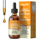 Liposomal Quercetin med Bromelain flytende dråper, 8 i 1 organisk Quercetin 1000mg Supplement med Bromelain 500mg, vitamin C, D3, sink, eldrebær, gurkemeie for immunitet og pustende helse, 2 Fl Oz