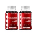 Vitamatic Glukosamine Chondroitin Gummies med MSM & Vitamin E - Fellesstøtte – 60 Pektin-baserte Gummies per flaske – Pakke med 2 (Totalt 120 Antall)