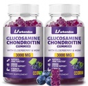 2 Pakker 3000MG Glukosamine Chondroitin Gummies med MSM & Elderberry Extra Styrke - Felles støtte, Antioksidant immunstøtte Supplement for voksne, menn og kvinner - 120 Blåbær Gummies