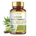 Organisk Veda Neem Kapsler med trippel kompleks Neem Leaf Extract, Bark & Blomster - Herbal Supplement Øker immuniteten, forbedrer digestion, hud helse og støtte rensing - 120 greve