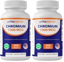 Vitamatisk kromi 1000 mikrog | 365 tabletter | høy potens kromi Picolinat | Ikke-GMO, Glutenfri (pakke med 2)