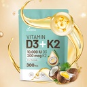 VivoNu vitamin D3 K20000 IU med MK7-300 Jomfru kokosolje softgels, 2 i 1 Vitaminer D & K kompleks | Vitamina D3 con K2 ((1Bag)