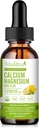 Kalsium Magnesium Sink flytende med vitamin D3, Magnesium Glyonat Plus vitamin C K2| Høy absorpsjon Plante Kalsium Supplement for hjerte og bein | Glutenfri, Sukker-fri | 30 Serverer | Lemon Flavor