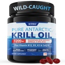 Antarctic Krill Oil 1200 mg Omega 3 Supplement, Omega 3 Krill Oil Softgels m/EPA, DHA, Astaxanthin & Fosfolipider for hjerne og antioksidant, Sustainly Sourced, No Fishy Aftertaste, 120 Softgels