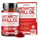 Antarctic Krill Olje Supplement (2000mg Per Serving, 60 Softgels) Krill Olje Omega 3 Kosttilskudd med EPA, DHA og Astaxanthin - Premium Fosfolipid for voksne - tredjeparts testet, ikke-GMO & USA laget