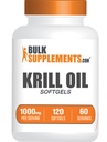 BulkSupplements.com Krill Olje 1000mg Softgels - Antarktis krillolje Supplement - Omega 3 Supplement, DHA Supplement - Glutenfri, 2 Softgels per servering, 120 Count (Pack of 1)