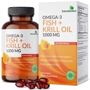 Futurebiotika Omega-3 Fish + krillolje 1000 MG Omega-3 EPA/DHA & Astaxanthin - Ikke-GMO, 120 Softgels (60 Serveringer)