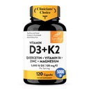 Sandhu vitamin D3 K2 Magnesium 5000 IU, 120mcg K2 Kapsler 120 greve (pakke av 1) | med VIT B6, sink & Quercetin | D3K2 støtter superior absorpsjon, energi, immun, muskel helse for menn og kvinner