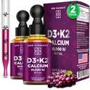 Nye elementer [2 Pack] Flytende vitamin D3 K2 dråper med kalsium for voksne | Vitamin D3 10.000 IE | D3 K2 med kalsium for bein helse og immunitetsstøtte | Felles helsetilskudd | Ikke-GMO | Vegan