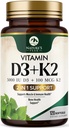 D3 K2 Vitamin - vitamin D3 5000 IU Per Softgel - høy styrke vitamin D3 Supplement - 2-i-1 kompleks vitamin D & vitamin K2 (MK7) - lett å svelge, bein og immunstøtte - flaske USA - 120 Softgels
