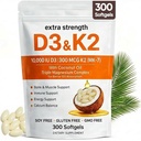 ELVERA Vitamin D3 K2 Magnesium Complex, Ekstra styrke D3 & K2 med trippel Magnesium Softgels, D3 K2 Vitamin 10000 IU Softgels (1)