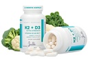 Vitamin K2 + D3 Extra styrke Supplement - 120 kapsler med MK-7 for bein og hjerte helse støtte - essensielle næringsstoffer for kalsiumabsorpsjon og immunfunksjon
