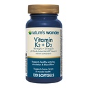 Naturens Wonder Vitamin K2 + D3 med MenaQ7 for kardiovaskulær, hjerne, bein og muskel helse, 120 Softgels, 120 dagers forsyning
