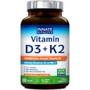 Innfødt Vitality vitamin D3 K2 Supplement, høy potens vitamin D3 10000 IU & vitamin K2 (MK-7) 200 mg, støtter bein, tenner, hjerte og immun helse, ikke-GMO, Glutenfri, 60 Softgels