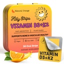 Vitamin D3 K2 Supplement 5000 IU - Fastabsorberende orale strimler for bein og hjerte helse - vitamin D K2 Plantebasert formel - D3K2 - høy potens Vitamina D3 con K2- ikke GMO - sukkerfri (30 Count)