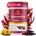 Astaxanthin 12 mg - Naturlig Astaxanthin fra Hematococcus Pluvialis, Triple Styrke Antioksidant Supplement for øye, hud, ledd og immun støtte (120 greve (Pack of 1))