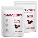 2 Pack Astaxanthin 12 mg, Premium Astaxanthin Antioksidant kosttilskudd med antioksidant aktivitet, støtter øye, immun, hud helse, intern sirkulasjon