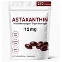 Astaxanthin 12 mg, Premium Astaxanthin Antioksidant kosttilskudd med antioksidant aktivitet, støtter øye, immun, hud helse, intern sirkulasjon-240 Softgels