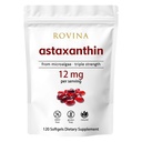 Rovina Astaxanthin 12 mg Softgels • Kraftig naturlig antioksidant til å støtte øyekomfort, hudvitalitet og immunhelse • Glutenfri • 120 korn