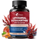Liposomal Astaxanthin Kosttilskudd 24mg med Lycopen for øye, hud og immun helse, 10-i-1 Maks styrke Astaxanthin Antioksidant Supplement, fersk mikroalgae kilde, ikke-GMO, 120 Softgels