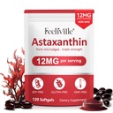 Astaxanthin Supplements, Premium Astaxanthin 12 mg Antioksidant med antioksidant aktivitet, støtter øyet, felles, immun, hudhelse, intern sirkulasjon, 1Pack(120 Softgels), ikke-GMO og ingen gluten