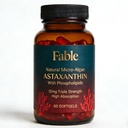 Fable Astaxanthin 12mg med fosfolipider - 5X absorpsjon, naturlig mikro-Algae Sourced Antioksidant for hud, øye og hjerte helse, 60 greve