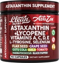 Ren Nutra Astaxanthin 12 mg Lykopen Supplement med vitamin A C D3 E, L-tyrosin, Selenium, Flax, Grapefrø, Gotu Kola, Amla, Black Pepper, 90 komplekse Veggie kapsler